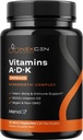 Høj Absorption ADK Vitamin Supplement - Vegan Vitamin D3 K2 MK7 & A til Calcium Regulering Plus Knoglehjerte Thyroid & immunforsvar - Vitamin ADK med 5000IE D3 Non GMO & Gluten Free (1 måneder)
