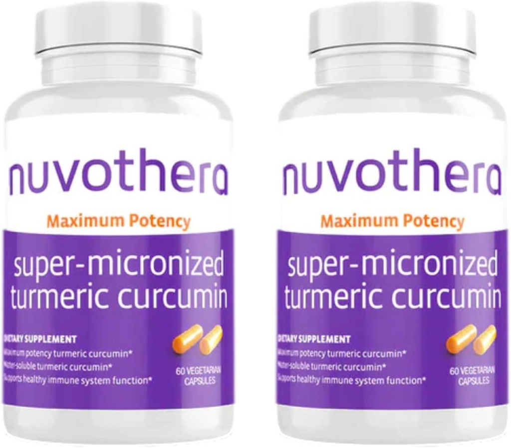 Nuvothera Super- Mikroniseret Gurkemeje Kapsler 2- Måned Supply Rapid Absorption, Hele Root, Non- GMO, Hud, Gut Sundhed & Antioxidanter (120 Kapsler)