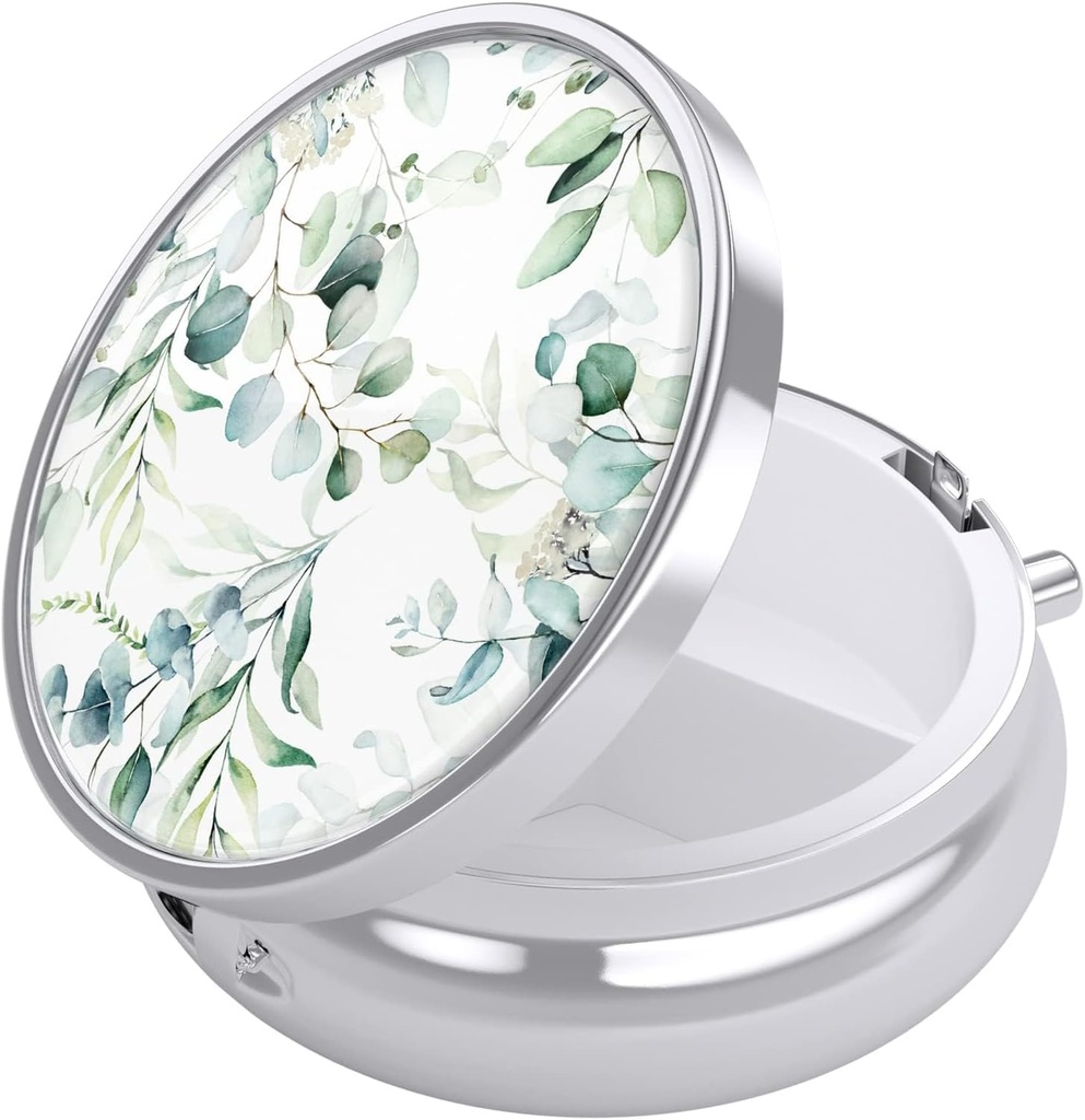 Nipichsha Pill Box, Lille Pill sag for purse & Pocket, Cute Travel Medicine Organizer, Portable Medicine Container Holder til at holde vitaminer, Medicin, Fish Oil & Supplement, Eucalyptus Leaf