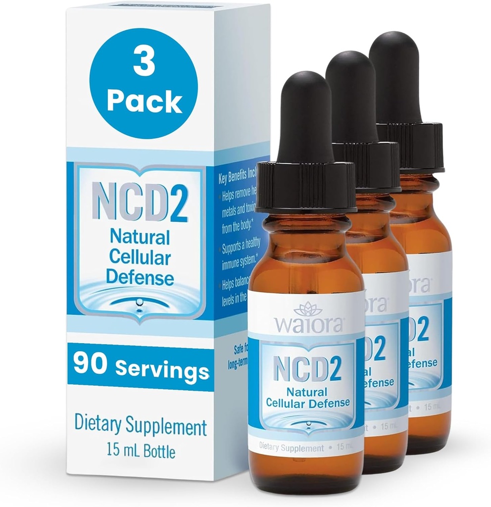 Waiora NCD2 Aktiveret flydende zeolit dråber, Mix in Food / Drinks, Natural Body Cleanse & Promote immunsupport, Alle naturlige, pH balance Zeolit flydende dråber - 3 flasker (0,5 oz. ea.) 270 serv.