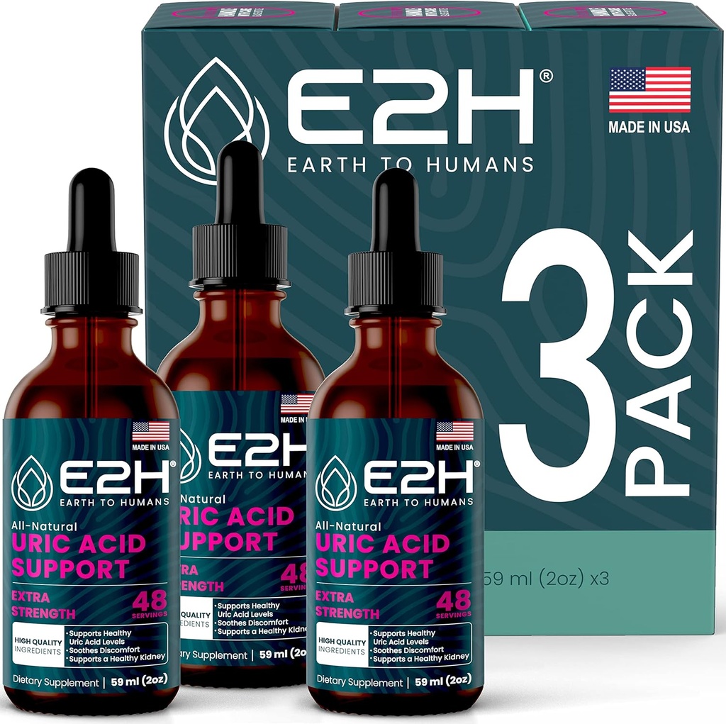 E2H Urisyre Support - Tart Cherry og Devil 's Claw - Understøtter Urisyre Sundhed og Nyre funktion Non-GMO - Vegan - (3 flasker)