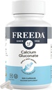 Freeda Calcium Gluconate - Kosher Vegan Calcium Supplement - Nem at Digest & Absorb - Understøtter Bone Styrke - Pure Calcium uden D-vitamin - (500 kapsler)