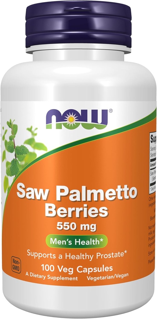 Now Foods Supplements, Saw Palmetto Berries (Serenoa repen) 550 mg, Herresundhed *, 100 Veg kapsler