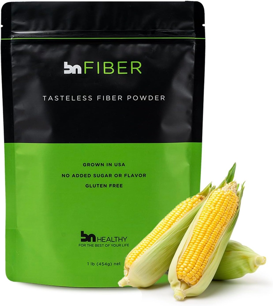 BN Helthy Fiber - Premium Corn Fiber Powder 450g - 100% Opløselig Tastless Fiber supplement til fordøjelsesmæssig sundhed og vægtstyring - Gluten Free and Sugar Free