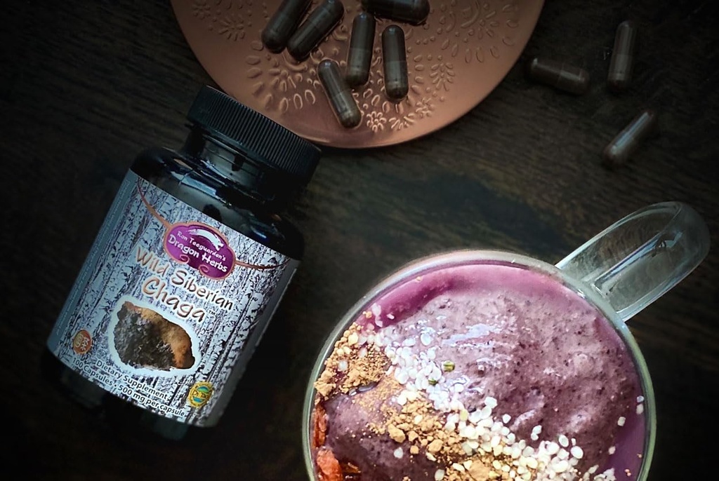 Drage urter - vilde sibiriske Chaga kapsler - 100 kapsler, 450 mg hver