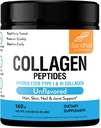 Sandhu 's Collagen Peptider Pulver Budd124; 4,9 oz Unflavored Budd124; Grass- Fed Hydrolyzed Bovin Collagen Budd124; Understøtter Youth Skin, Hår, Nails, Mobility & Fleksibilitet