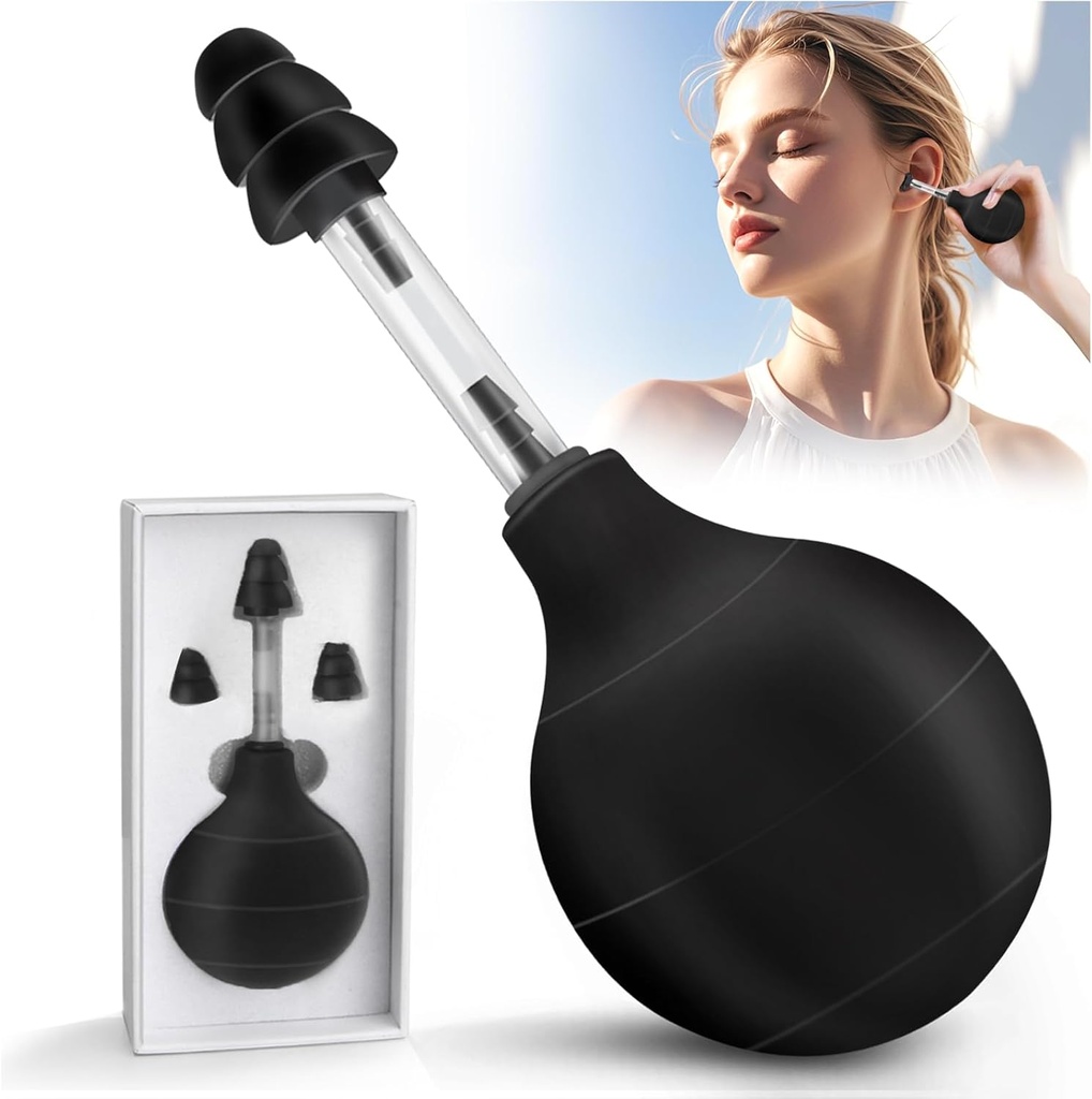 Ear Pressure Tool, Ear Pressure Relief Suction Device, Migræne og Hovedpine Relief Inner Ear Balance, Airplane Ear Pressure Relief, Reducere smerte, stress, Spænding via Indre Øre Tryk - Sort