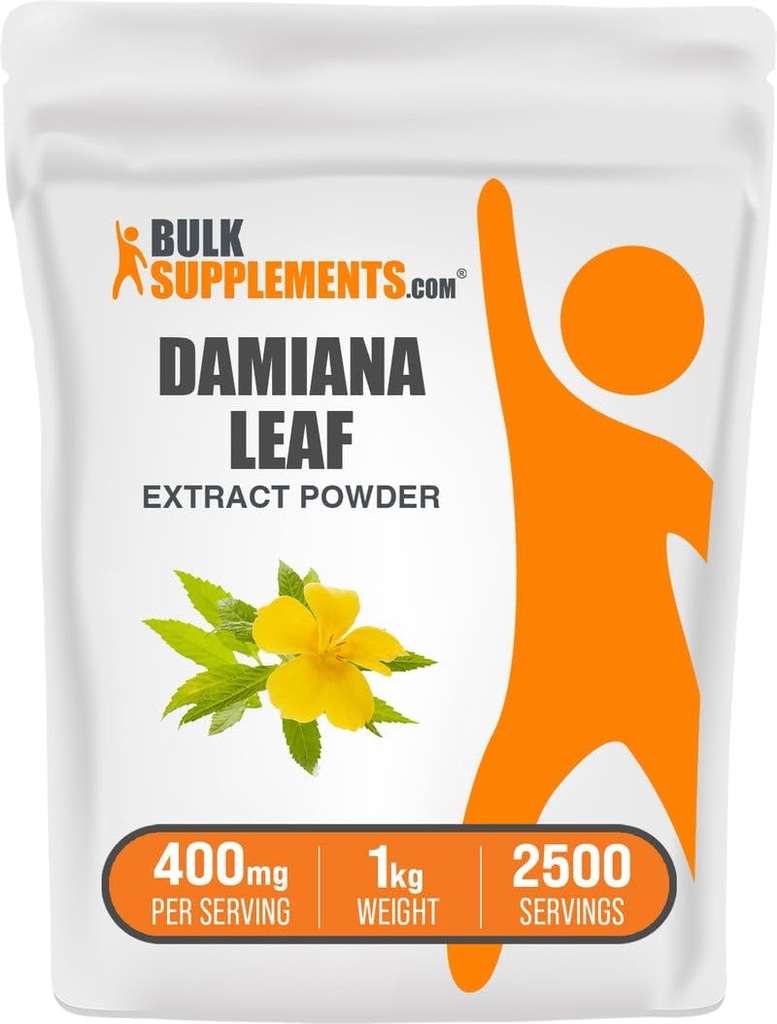 BulkSupplements.com Damiana Extract Powder - Damiana Supplement, Herbal Supplement - Vegan & Gluten Free, 400mg per Serving, 1kg (2,2 lbs) (Pack of 1)