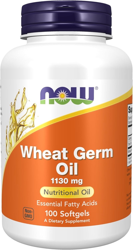 Now Foods Supplements, Hvede Germ Oil 1,130 mg med essentielle fedtsyrer (EFA), Nutritional Oil, 100 Softgels