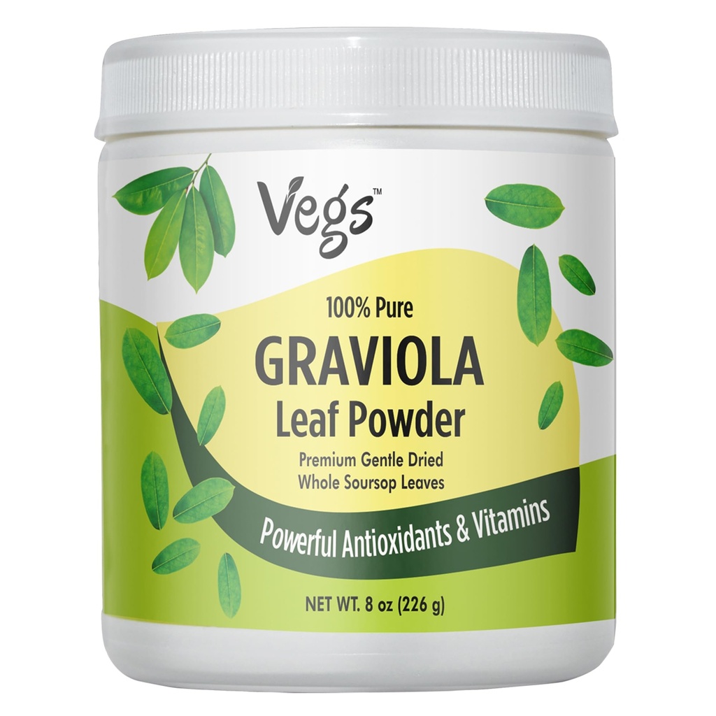Graviola Soursop Leaf Powder - Den enkelte oprindelse, True Green, Organic Graviola Leaves Powder - genert tørret & høj potens Soursop med kraftfulde antioxidanter, Vitamin - Ingen sukker, non-GMO, 8 oz