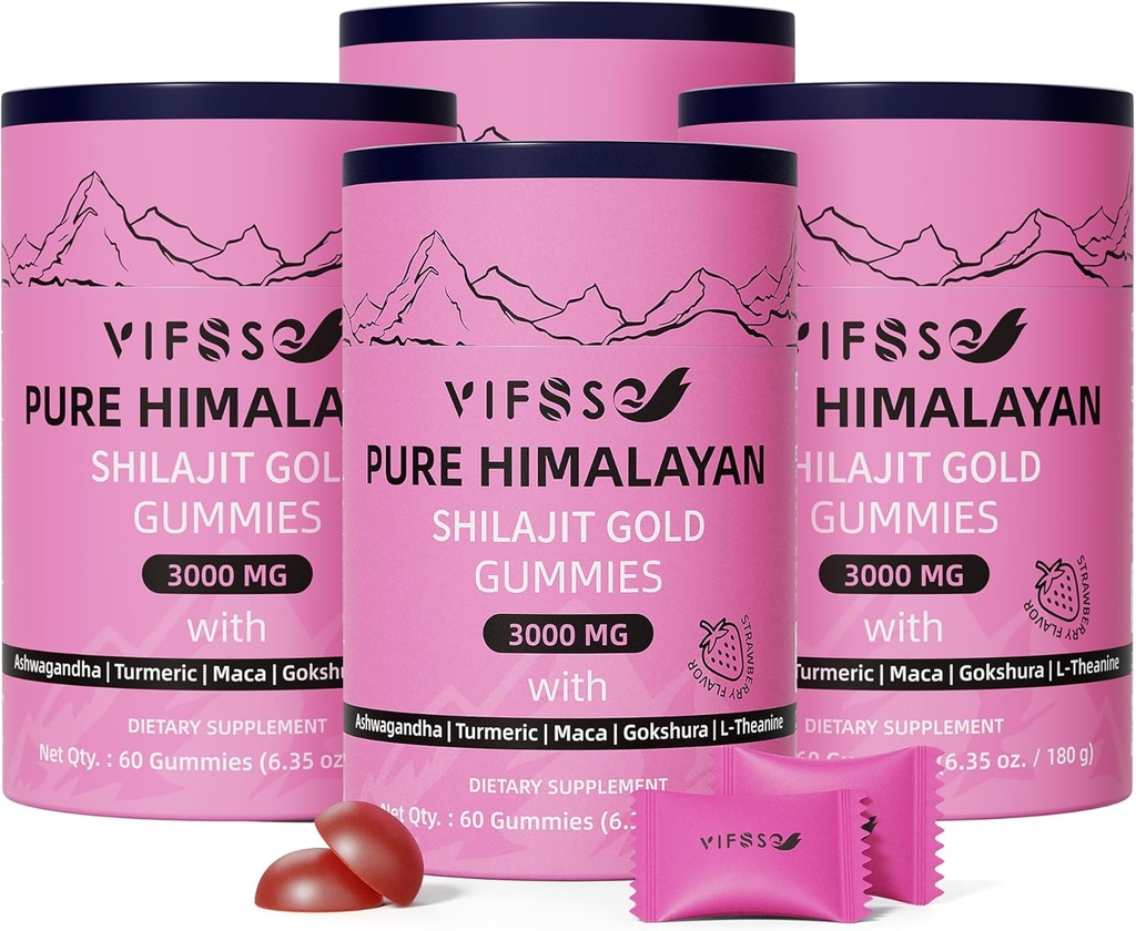 Shilajit Gummies, 3000 Mg Shilajit Pure Himalayan Organic with Ashwagandha, Turmeric Sugar-Free Gummies for Men and Women, Shilajit Supplement, Non-GMO Nature Shilajit for Energy, 240 Gummies