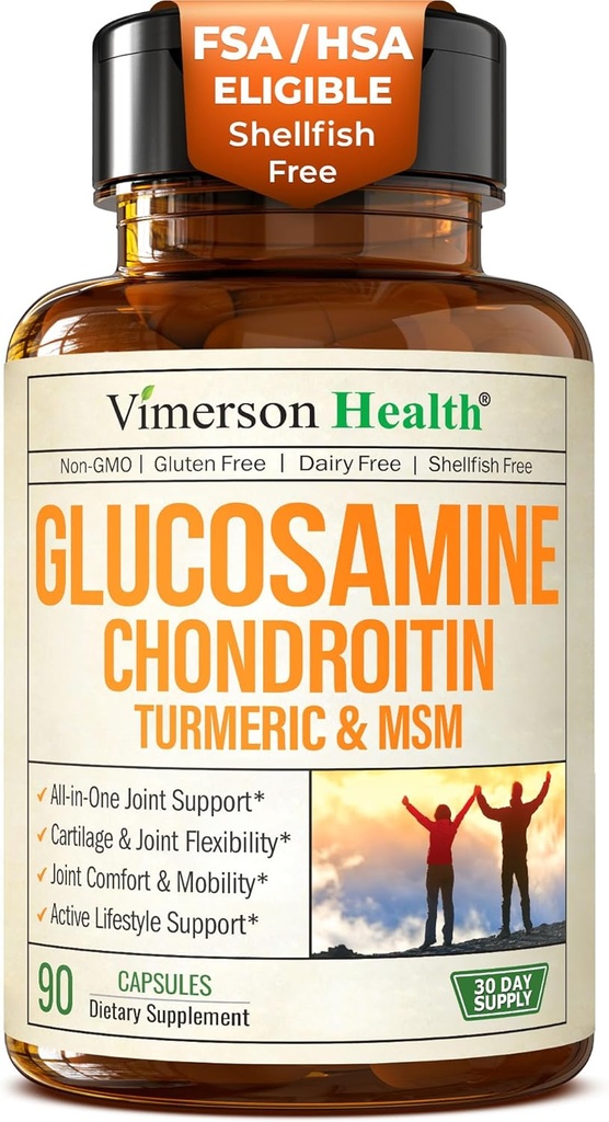 Glucosamin Chondroitin MSM - Fælles supporttillæg til kvinder og mænd med Glucosamin Sulfate 1500 mg, Chondroitin og MSM - til brusk, fælles sundhed og fleksibilitet - 90 kapsler