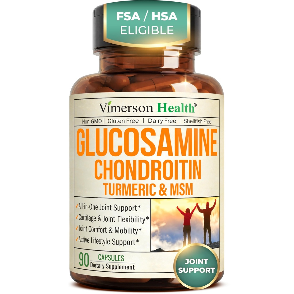 Glucosamin Chondroitin MSM - Fælles supporttillæg til kvinder og mænd med Glucosamin Sulfate 1500 mg, Chondroitin og MSM - til brusk, fælles sundhed og fleksibilitet - 90 kapsler