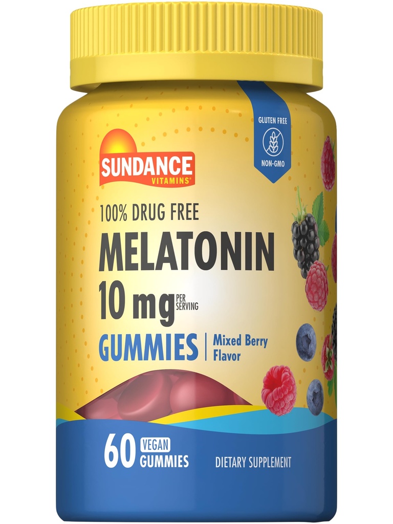 Sundance Melatonin 10mg Gummies for admiral1 124; 60 Greve 2 124; Blandet berry Flavor