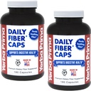 Yerba Prima Daily Fiber Formel - 180 caps (Pack of 2) - Opløselig & Uopløselig Dietary Fiber Supplement - Colon Cleanse - Gut Health - Vegan, Non- GMO, Gluten- fri