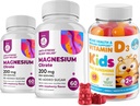 D-vitamin Gummies til børn og voksne 2000 IE og Magnesium Gummies - sunde vitamin D3 Kosttilskud 1000IE - Vegetarisk Gelatin- fri immunforsvar med sukkerfri Magnesium Calm Chews til børn og voksne