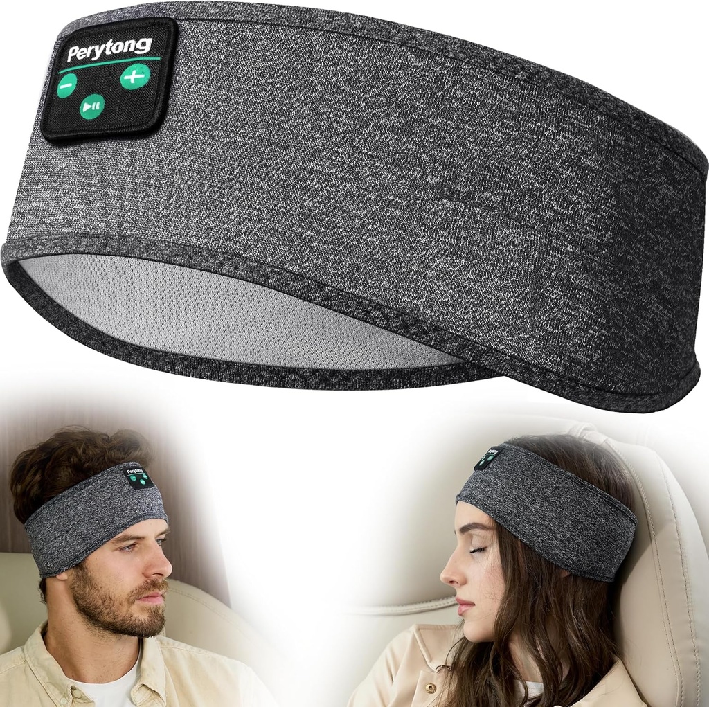 Perytong Sleep Headband - Bluetooth Sleeping Headphones til Side Sleepers - Hovedtelefoner til Sleeping Komfortabel Headband med Thin Speaker Mikrofongave Idéer til kvinder Mænd