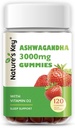 Nature 's Key Ashwagandha Gummies, High Potence Ashwagandha Root Extract med vitamin D2, for mænd & kvinder, Stress, Calm Mood & Cognition, Strawberry Flavor (120 Greve (pakke med 1)