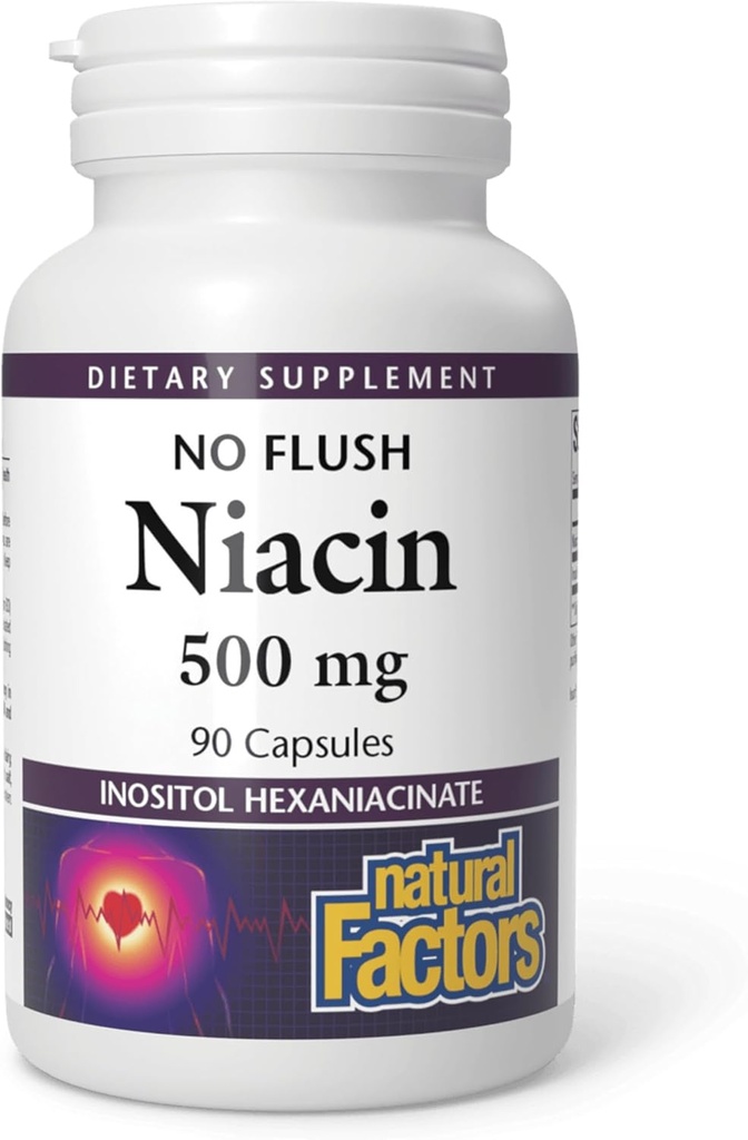 Naturlige faktorer Niacin 500 mg, 90 tabletter