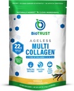 BioTrust Agueless Multi Collagen Peptider Powder - 5 typer (I, II, III, V, X) - Vanilla Collagen Powder til kvinder & mænd - Hydrolyzed Protein - Græs Fed Oksekød, fisk, kylling, Eggshell Membrane