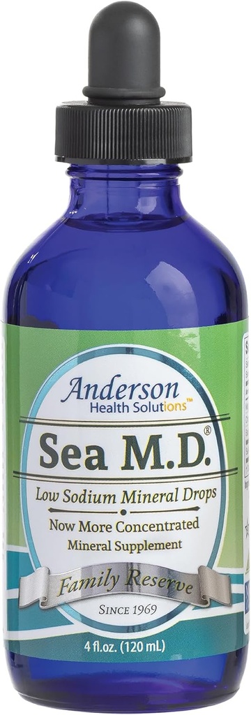 Anderson Sea M.D. Koncentreret spor Mineral dråber, Ionic Electrolyte Magnesium supplement, Flydende Magnesium, Let at tage, 4 fl oz, 60 Servering i glasflaske