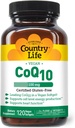 Country Life Simply CoQ10, Understøtter hjerte funktion, 100mg, 120 Softels, Certified Gluten Free, Certified Vegan...