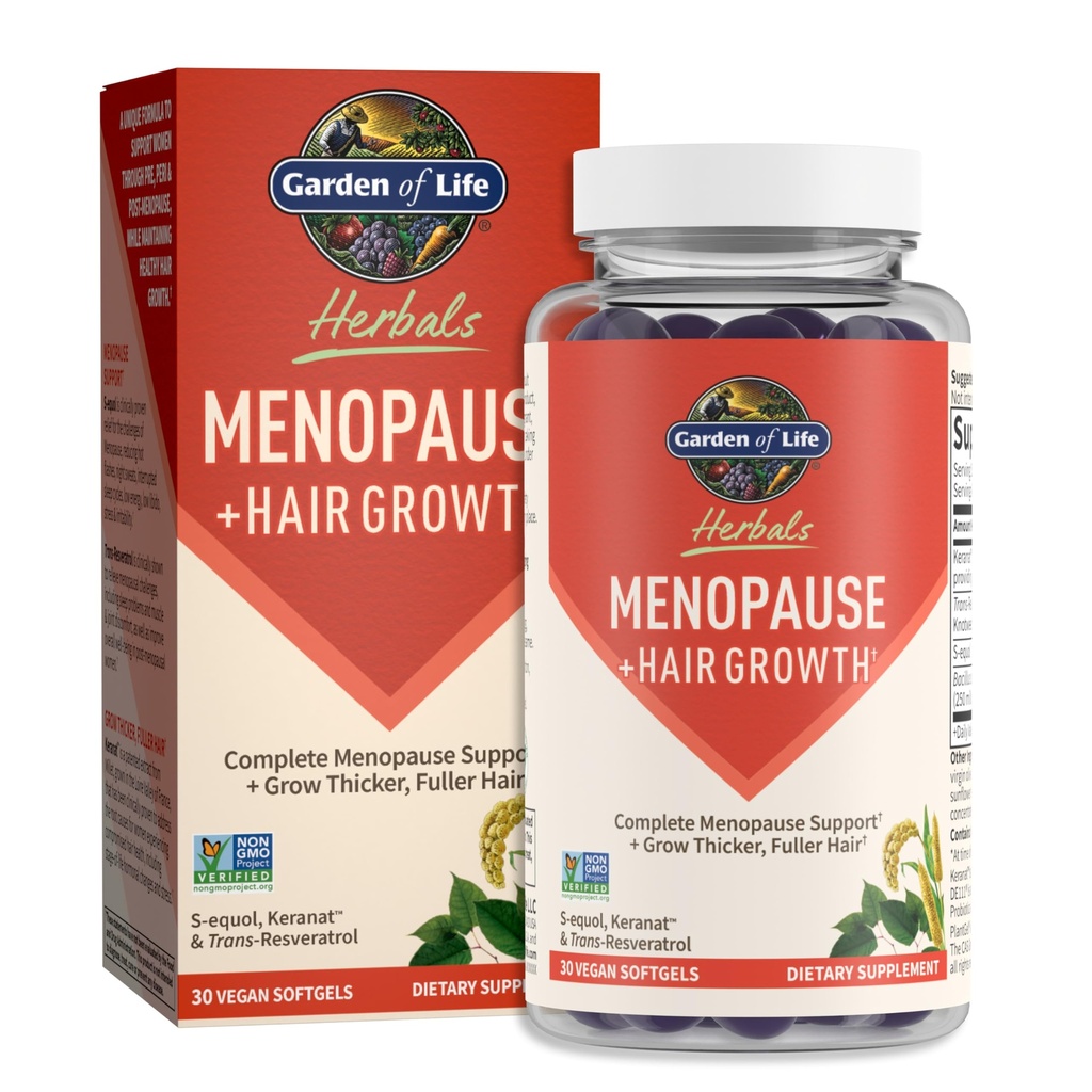 Livets have Herbals Menopause Supplement med Setequol & Trans- Resveratrol for Multi- symptom Relief, Keranat for Thicker, Fuller hårvækst - Non- GMO, Gluten- Free, Vegan, Berry Flavor, 30 Serverings