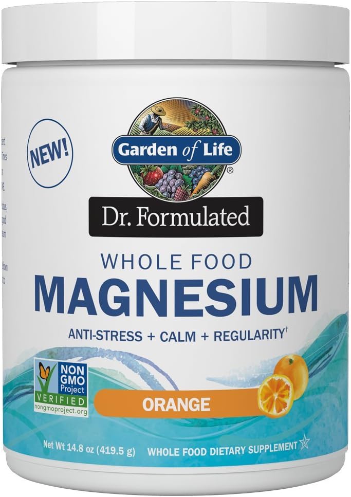 Livets have Dr. Formuleret hele fødevarer Magnesium 419.5g Pulver - Orange, Chelated, Non- GMO, Vegan, Kosher, Gluten & Sukker Free Supplement med Probiotika - Bedste for Antistress, Ro & Regularitet