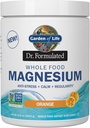 Livets have Dr. Formuleret hele fødevarer Magnesium 419.5g Pulver - Orange, Chelated, Non- GMO, Vegan, Kosher, Gluten & Sukker Free Supplement med Probiotika - Bedste for Antistress, Ro & Regularitet