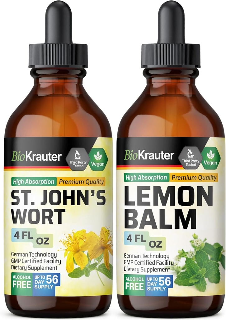 BIO KRAUTER St. John 's Wort Tinktur 4 Fl. Oz. & Lemon Balm Tinktur 4 Fl. Oz.