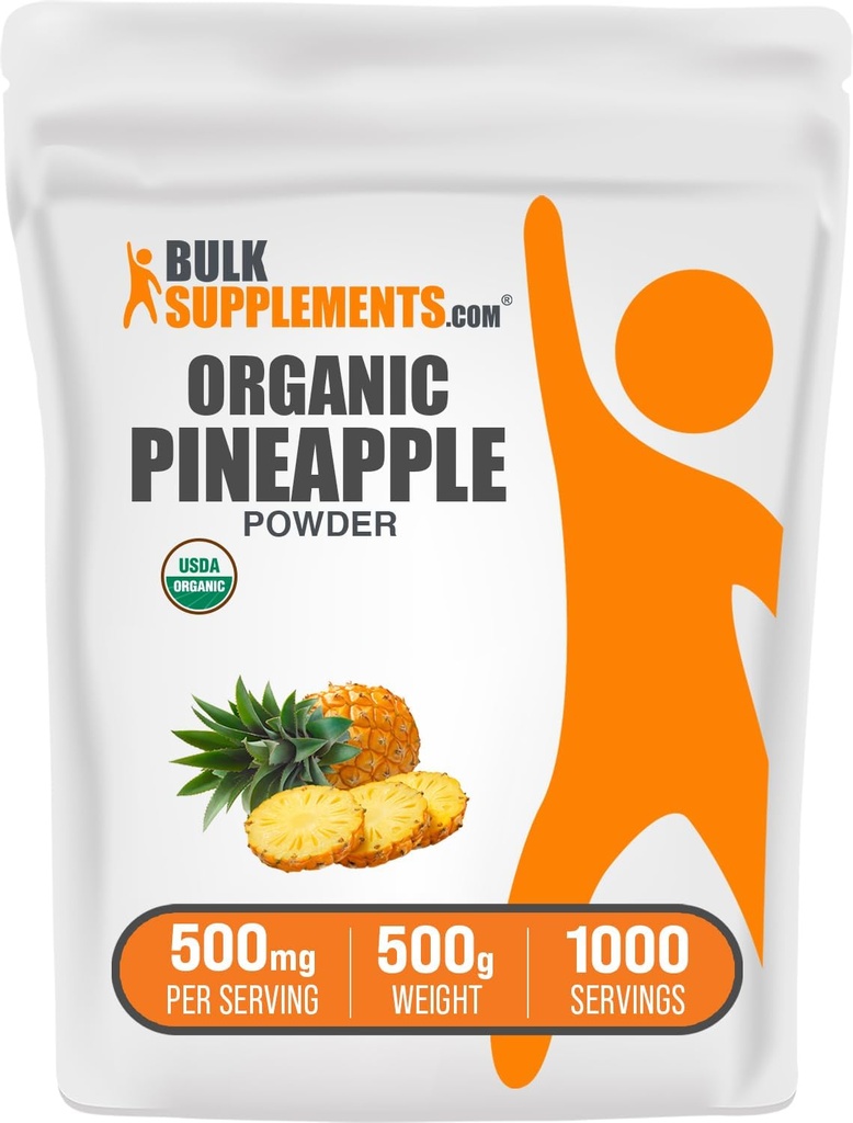 Bulkaddiments.com Organic Pineapple Powder - Ananas Frugtpulver, til Aromatisering & Smoothies - Usødet & Gluten Free, 500mg per Serving, 500g (1.1 lbs) (Pack of 1)