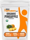 BulkSupplements.com Organic Pineapple Powder - Pineapple Fruit Powder, for Flavoring & Smoothies - Unsweetened & Gluten Free, 500mg per Serving, 500g (1.1 lbs) (Pack of 1)