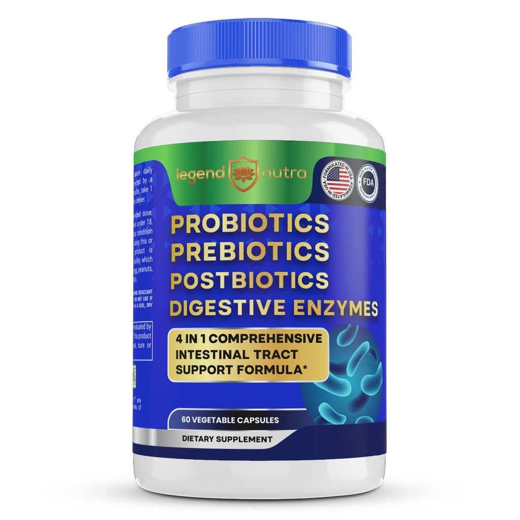Probiotika Prebiotika Postbiotika Digitale enzymer 4 i 1 Formel 60 greve (pakke med 1)