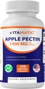 Vitamatic Apple Pectin 700mg - 120 Vegetariske kapsler per flaske naturlige kostfibre supplement - Understøtter fordøjelse sundhed og regelmæssighed *