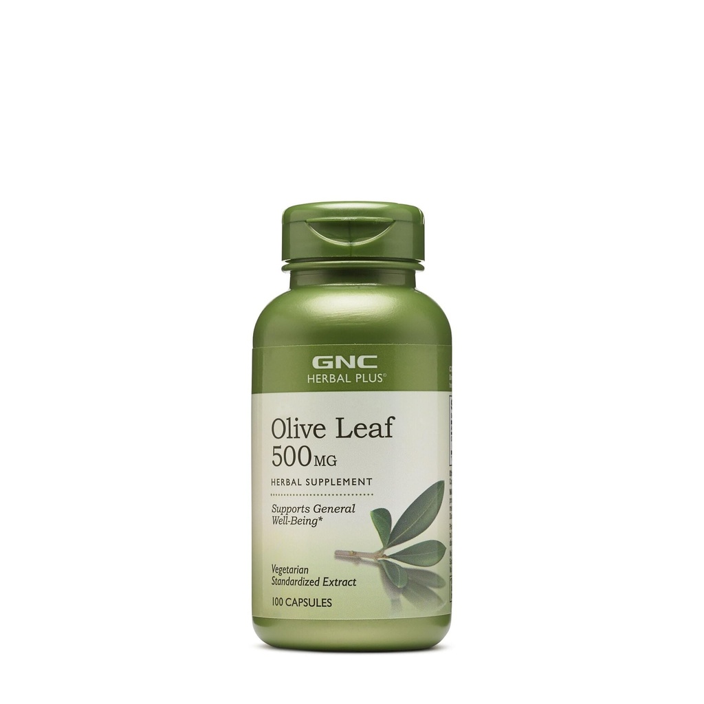 GNC Herbal Plus Olive Leaf 500mg tillæg, Vegetarisk, Understøtter General Well- Being, 100 Servering