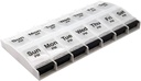 EZY DOSE trykknap (7-dag) Pill Case, Medicine Planner, Vitamin Organizer, 2 gange om dagen, AM / PM Container, X- store kompartmenter, Gigt venligt, Let at bruge, Clear Lids, Clear / Black, BPA Free