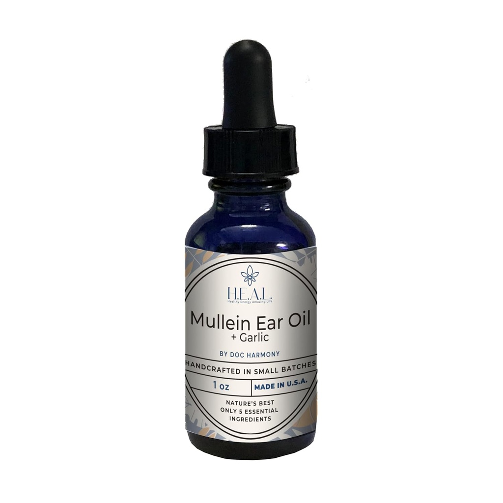 Harmony 's Mullein Ear Oil + hvidløg Olie - 1oz til tørre, kløende ører
