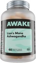 Mushroom Genetik Lions Mane & Ashwagandha Supplement Kapsler - Nootrop Mushroom for Brain, Memory & Stress Relief MSD 124; Fruiting Body & Ashwagandha Root for Focus, Energy & Wellness MSD 124; 60 Kapsler