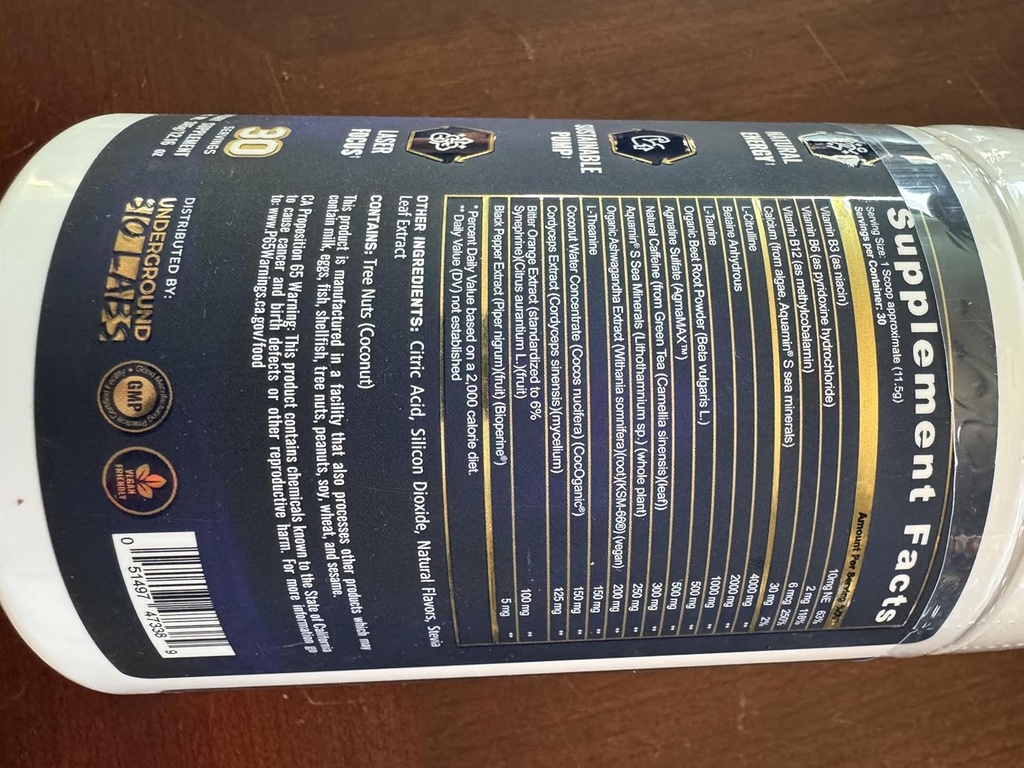 Underground Bio Labs Panda Supps Fierce: Natural Pre- Workout med Zero Kunstige Ingredienser og 300mg naturligt sourced koffein til ren energi og fokus (30 Servere) (Fierce Berry)