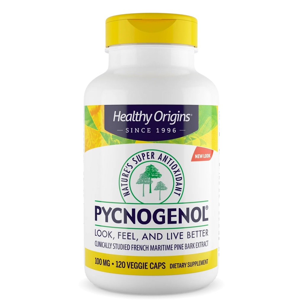 Sund oprindelse Pycnogenol 100 mg (Nature 's Super Antioxidant, Non- GMO, Gluten Free, Cardiovaskulær Support), 120 Veggie Caps