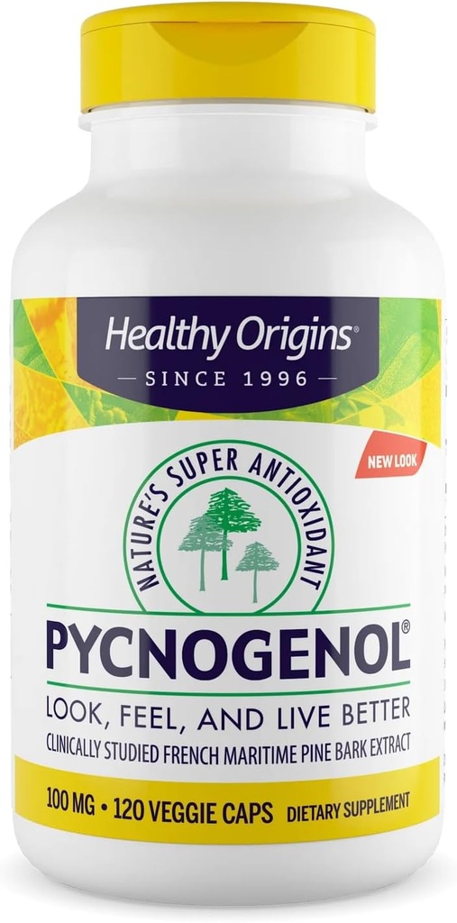 Sund oprindelse Pycnogenol 100 mg (Nature 's Super Antioxidant, Non- GMO, Gluten Free, Cardiovaskulær Support), 120 Veggie Caps