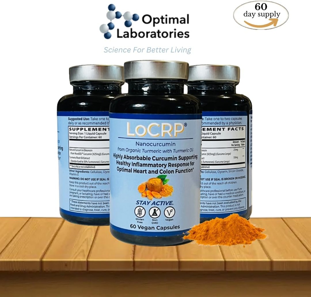 LoCRP Nano- Absorb Curcumin & Gurkemeje Oliekapsler - Vegan, Heart & Colon Support, 60- Day Supply