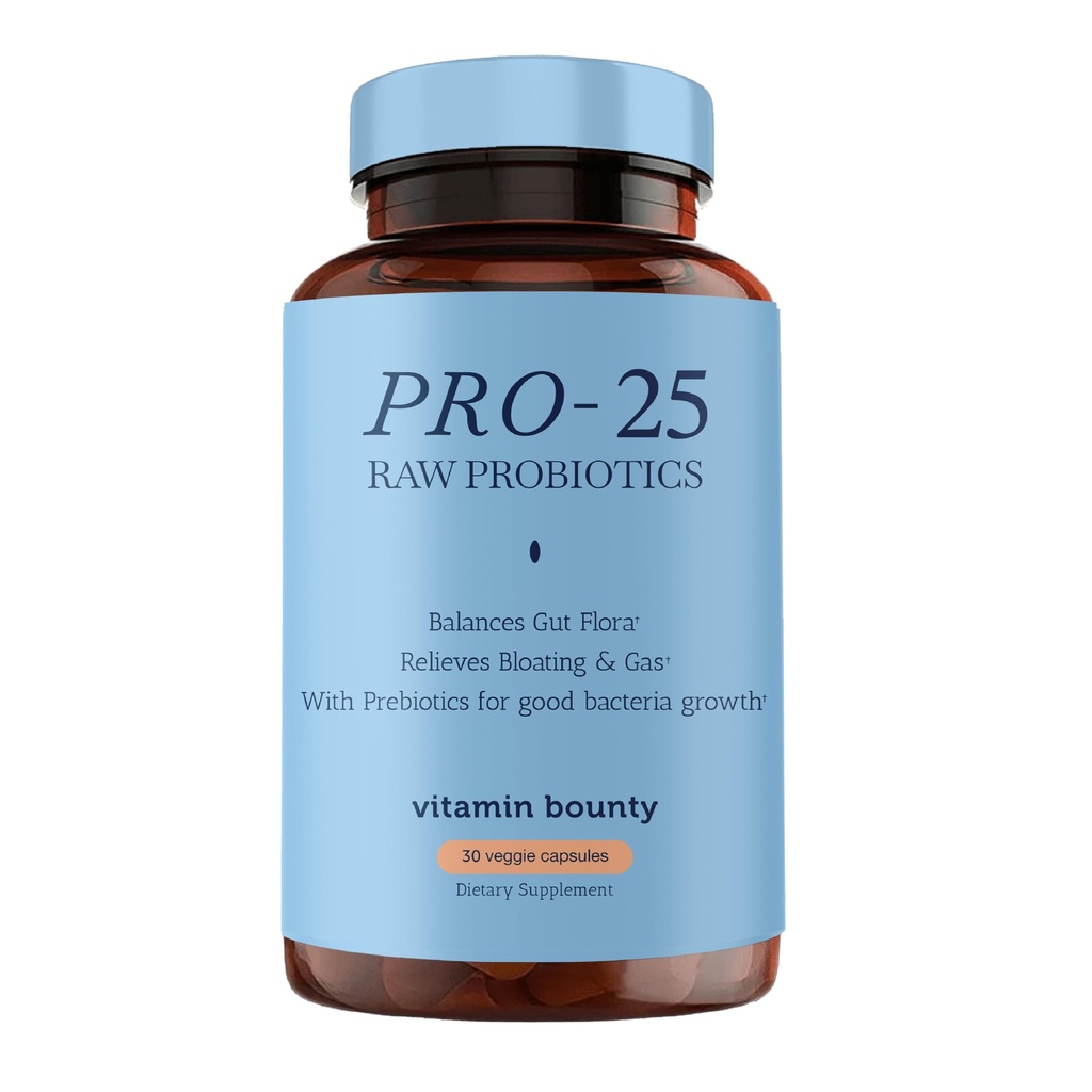 Vitamin Bounty Pro- 25 Probiotisk med Prebiotic - 25 Millioner CFU til mænd og kvinder - fordøjelsestilskud med Lactobacillus Acidophilus, Bifidobacterium - 30 daglige kapsler til Gut Health