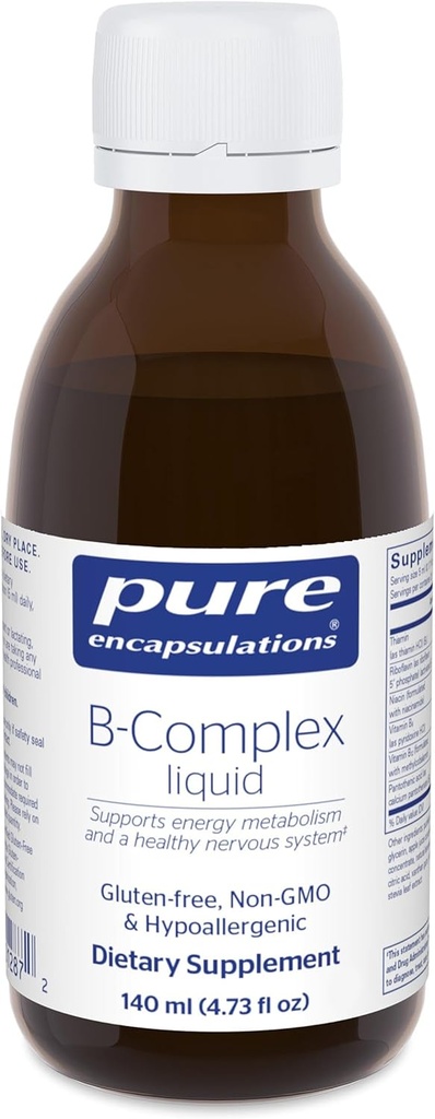 Ren indkapsling B- Complex Flydende - flydende vitamin B Complex - for nerve & energi Metabolisme * - Gluten Free & Vegetarian - 4.73 oz (140 ml)