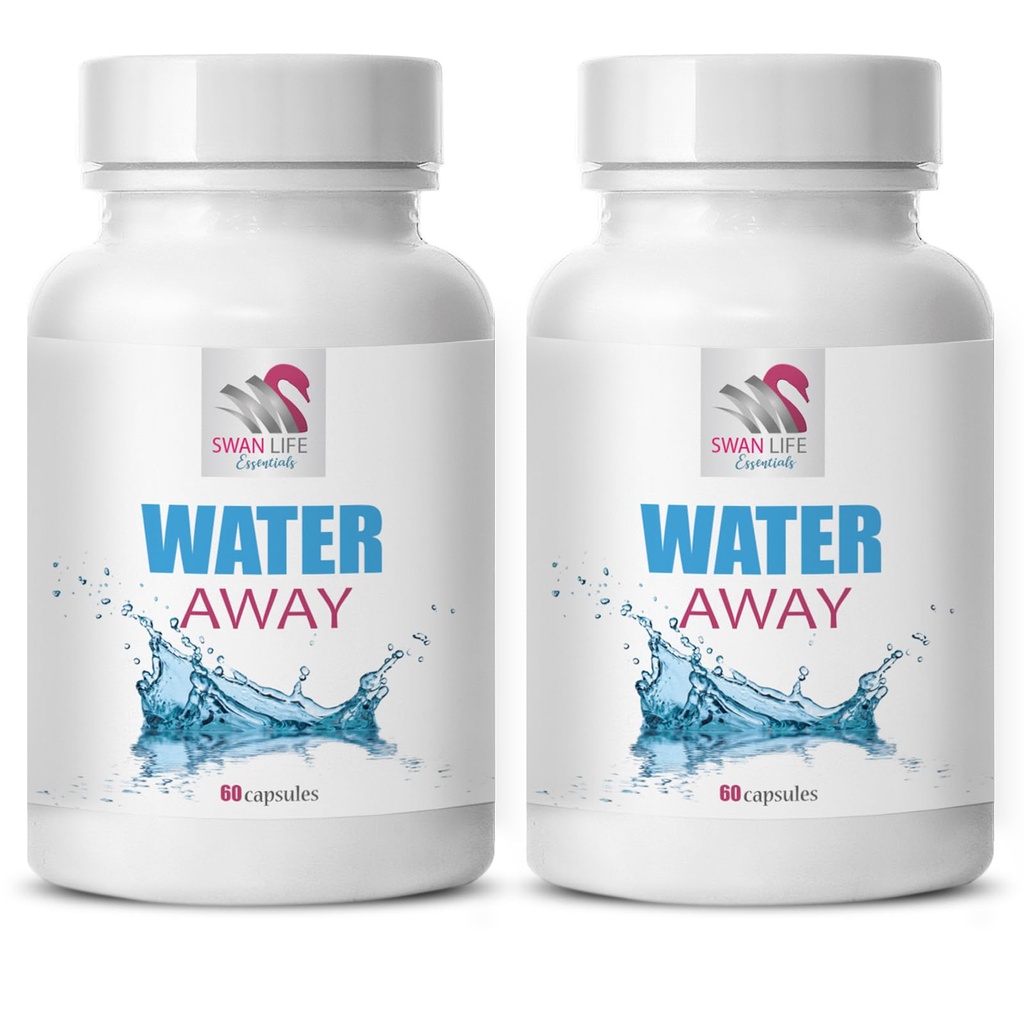 Natural support - WATER AWAY - wellness, Diuretic formula, Water support, Natural fluid balance, Diuretic capsules, fluid balance, Natural diuretic blend, water balance, Diuretic 2 Bottle 120 Caps
