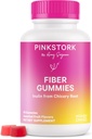 Pink Stork Prenatal Fiber Gummies for Women - 3g Prebiotic Inulin fra Chicory Root - Naturlig Graviditet & Postpartum Afføring Blødningsmidler til Forstoppelse & fordøjelse Sundhed - 60 Vegansk Fiber Chews