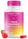 Pink Stork Prenatal Fiber Gummies for Women - 3g Prebiotic Inulin fra Chicory Root - Naturlig Graviditet & Postpartum Afføring Blødningsmidler til Forstoppelse & fordøjelse Sundhed - 60 Vegansk Fiber Chews