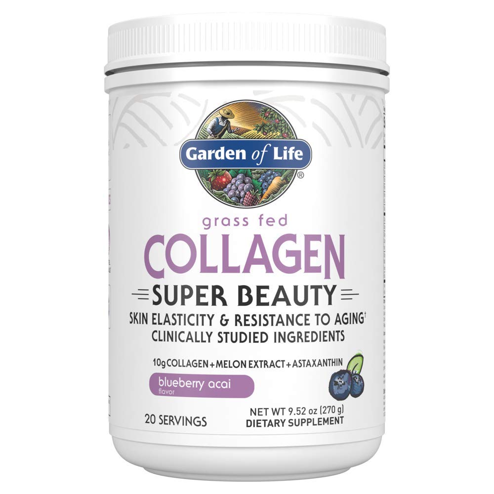 Have of Life Grass Fed Collagen Super Beauty Powder - Blueberry Acai, 20 Servering, for kvinder Hår negle Joints, Collagen Peptider pulver + Protein Kosttilskud