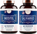 WINDSOR BOTANICALS Myo & D- Chiro Inositol og Lactobacillus Salivarius Probiotic kvindelige sundhedsstøtte bundle