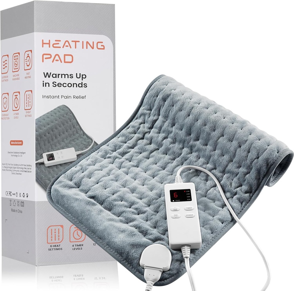 Opvarmning Pad for Rygsmerter Relief & kramper, KOT Opvarmning Pads med Auto Luk Store, 6 varmeindstillinger Elektrisk Opvarmet Pad, Gaver til kvinder, Gaver til mænd, 12 "x 24"